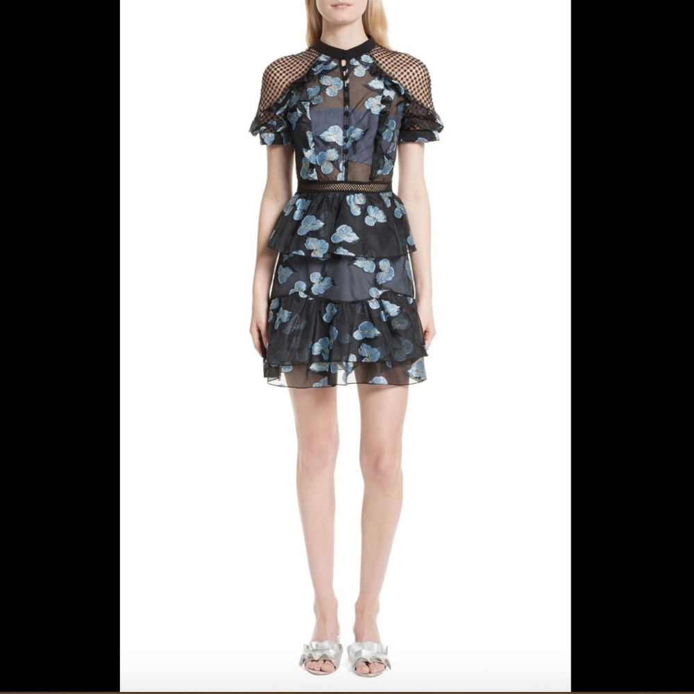 NEW! Self-Portrait Ruffle Fil Coupé‎ Minidress [SZ US 2]